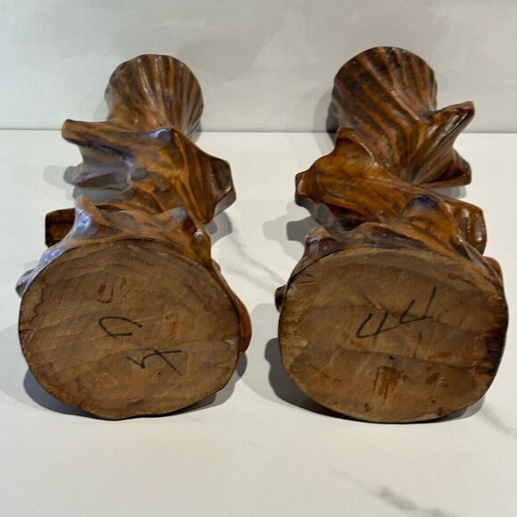 Vintage Natural Wood Raw Edge Tree Trunk Wood Candlestick Holder Brown Size 4"x1 - Picture 6 of 10